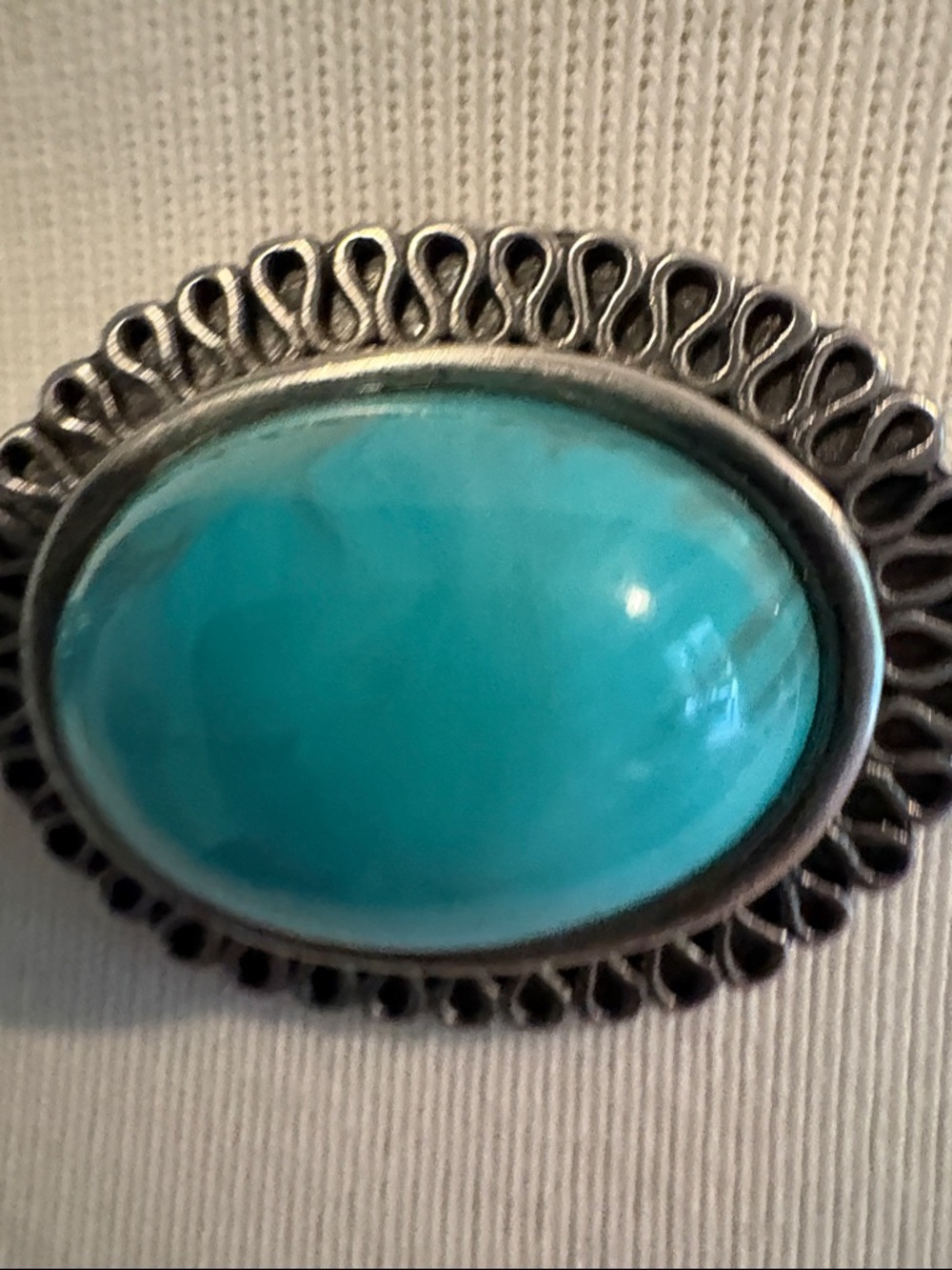 Turquoise Stone and silver Oval Link Waist Belt - - Picture 4 of 6